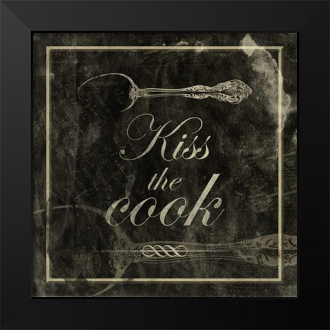 kiss the cook Black Modern Wood Framed Art Print by Grey, Jace