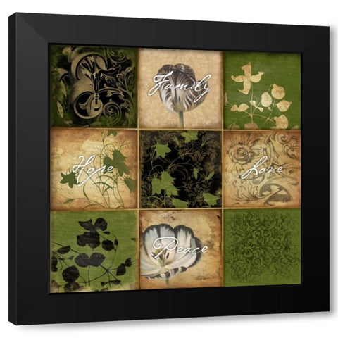 9 patch freen floral 2-2 Black Modern Wood Framed Art Print by Grey, Jace