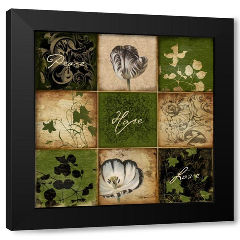 9patch floral2 Black Modern Wood Framed Art Print by Grey, Jace