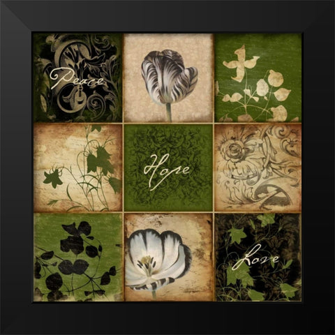 9patch floral2 Black Modern Wood Framed Art Print by Grey, Jace