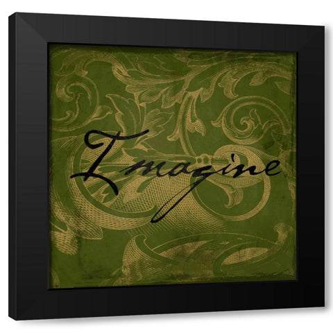 Imagine Black Modern Wood Framed Art Print by Grey, Jace