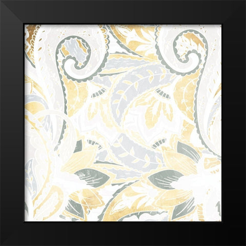 Gold Silver Flourish Black Modern Wood Framed Art Print by Grey, Jace