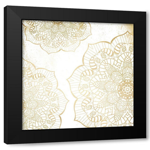 Gold Mandala Black Modern Wood Framed Art Print with Double Matting by Grey, Jace