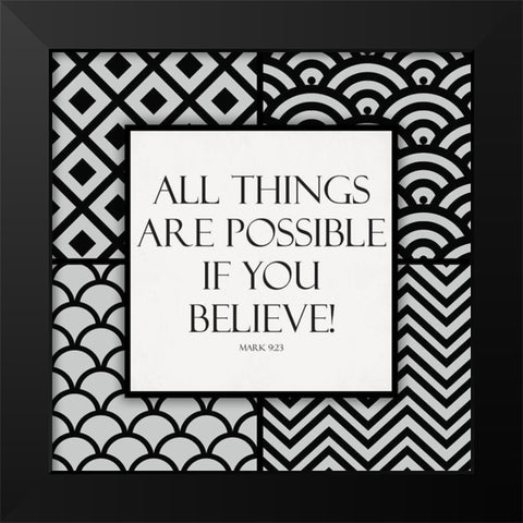 If You Believe Black Modern Wood Framed Art Print by Grey, Jace