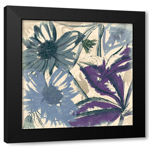 Sketch flowers Black Modern Wood Framed Art Print with Double Matting by Grey, Jace