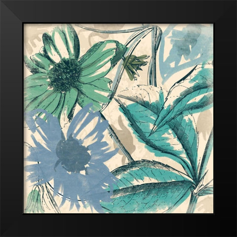 Sketch flowers Black Modern Wood Framed Art Print by Grey, Jace