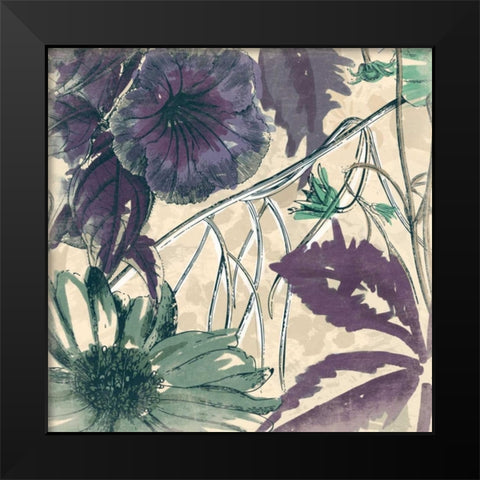 Sketch flowers 2 Black Modern Wood Framed Art Print by Grey, Jace