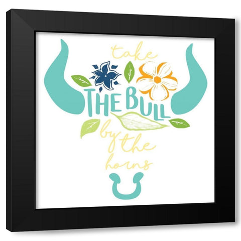 The Bull Black Modern Wood Framed Art Print by Grey, Jace