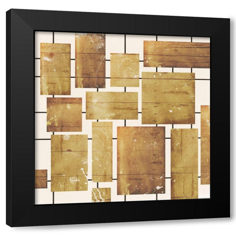 Wood Blocks Black Modern Wood Framed Art Print with Double Matting by Grey, Jace
