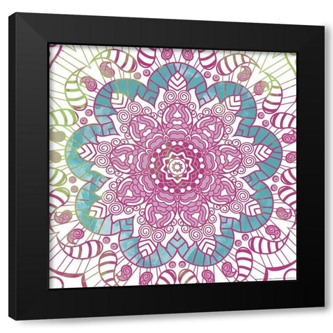Flower Mandala Pop Black Modern Wood Framed Art Print with Double Matting by Grey, Jace