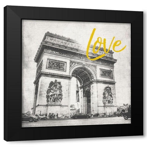 Paris Arch Yellow Black Modern Wood Framed Art Print by Grey, Jace