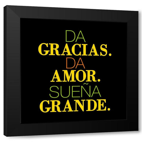 Gracias Amor Black Modern Wood Framed Art Print by Grey, Jace