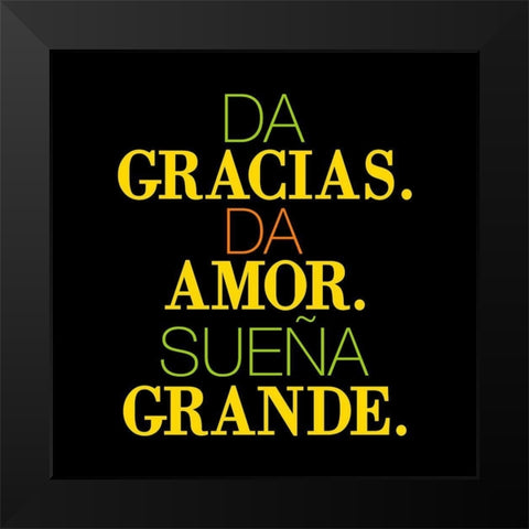 Gracias Amor Black Modern Wood Framed Art Print by Grey, Jace