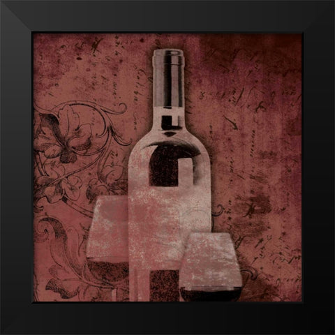Wine and glass Black Modern Wood Framed Art Print by Grey, Jace