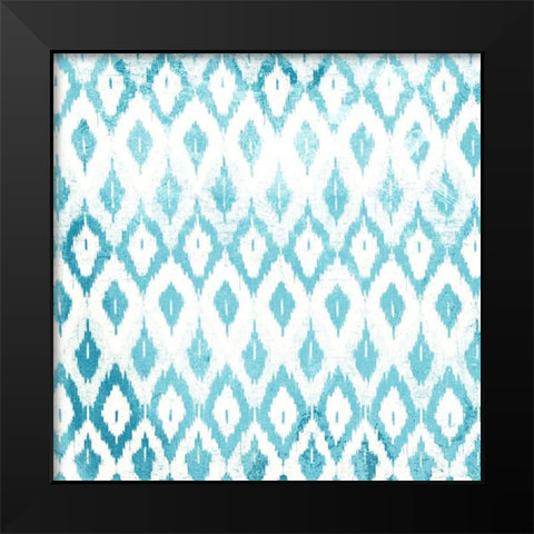 Blue Ikat Black Modern Wood Framed Art Print by Grey, Jace