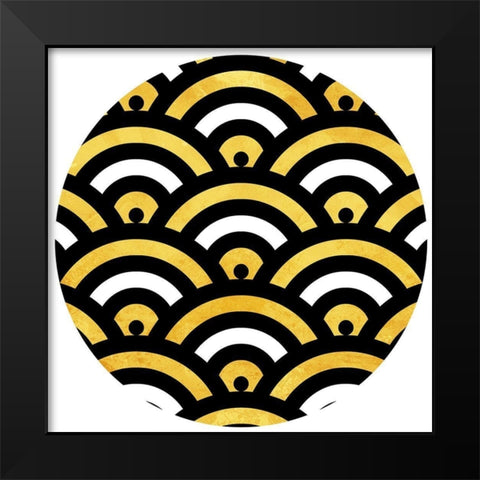 Gold Black Wifi Circle Black Modern Wood Framed Art Print by Grey, Jace