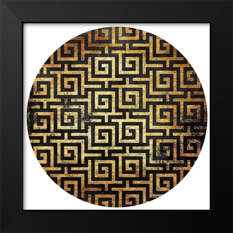 Gold Black Interlock Circle Black Modern Wood Framed Art Print by Grey, Jace