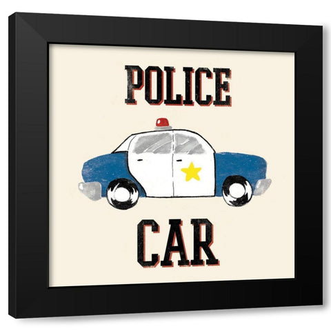 Police Car Black Modern Wood Framed Art Print by Grey, Jace