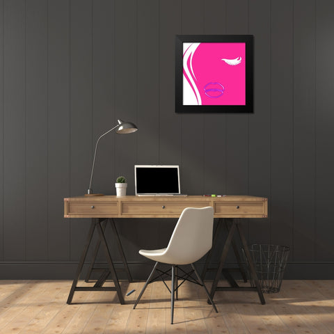 Pink Face Black Modern Wood Framed Art Print by Grey, Jace