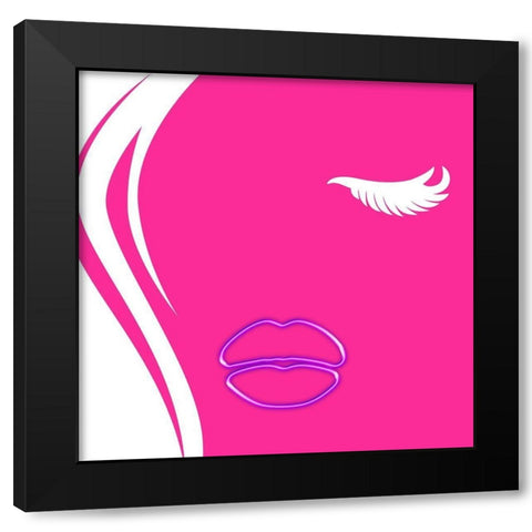 Pink Face Black Modern Wood Framed Art Print with Double Matting by Grey, Jace