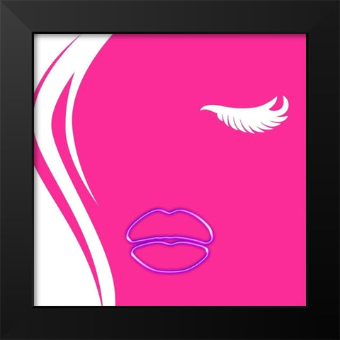 Pink Face Black Modern Wood Framed Art Print by Grey, Jace