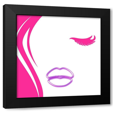 Pink Hair Black Modern Wood Framed Art Print by Grey, Jace