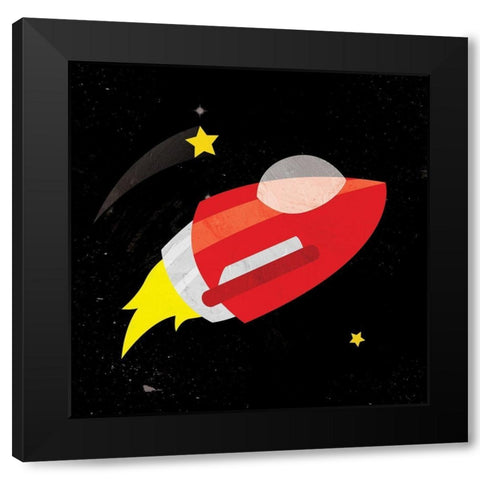 Galaxy Rockets In Space Black Modern Wood Framed Art Print by Grey, Jace