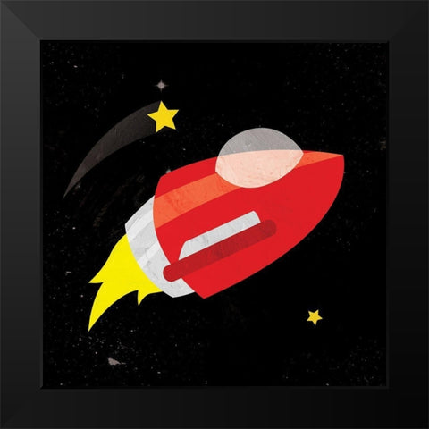 Galaxy Rockets In Space Black Modern Wood Framed Art Print by Grey, Jace