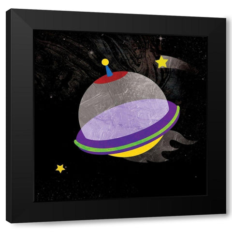 Galaxy Rockets In Space Mate Black Modern Wood Framed Art Print by Grey, Jace