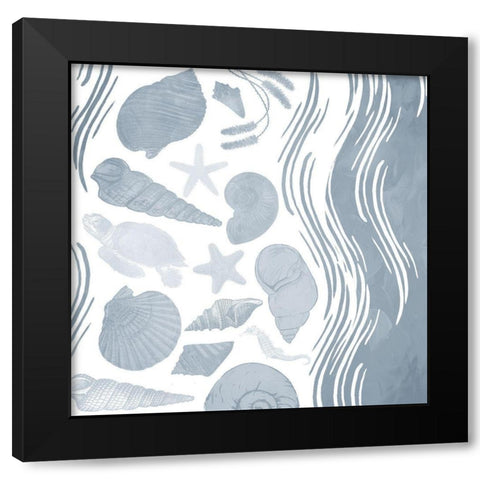 Simple Coastal Waves Black Modern Wood Framed Art Print by Grey, Jace