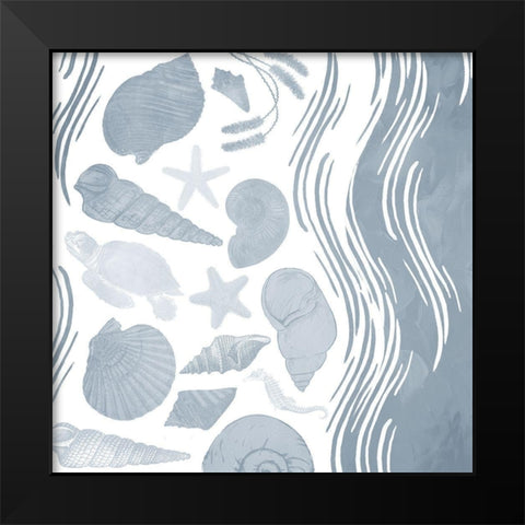Simple Coastal Waves Black Modern Wood Framed Art Print by Grey, Jace