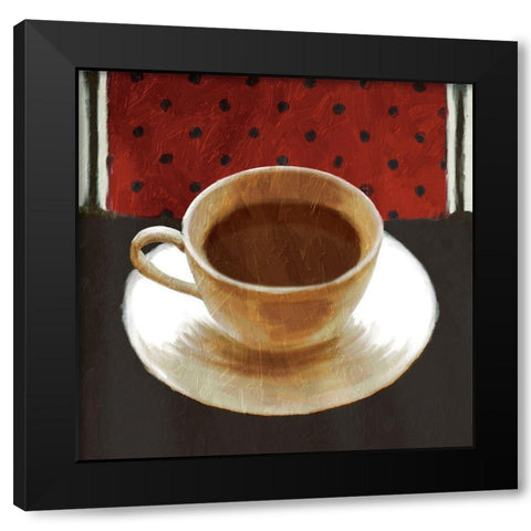 Cup Of Coffee Black Modern Wood Framed Art Print with Double Matting by Grey, Jace