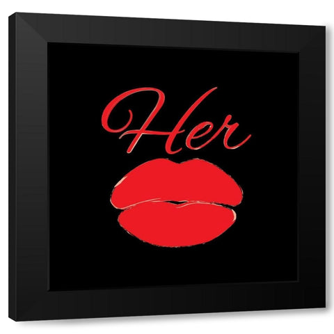 ReHer Lips Black Modern Wood Framed Art Print by Grey, Jace