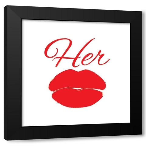 Her Lips Black Modern Wood Framed Art Print with Double Matting by Grey, Jace