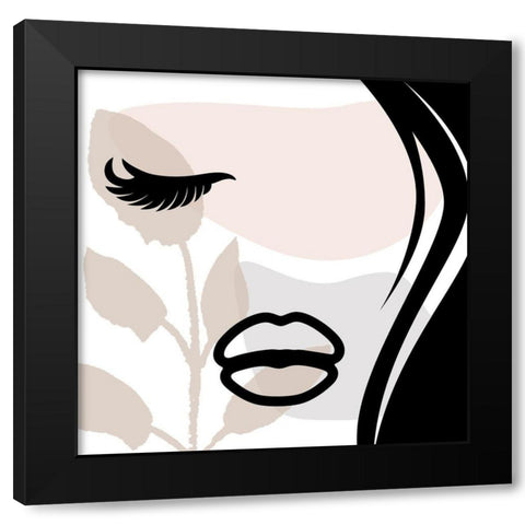 Calm Face With Shapes Black Modern Wood Framed Art Print with Double Matting by Grey, Jace