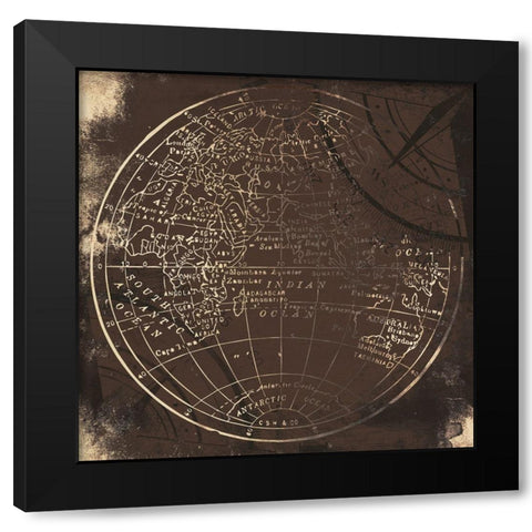 Brown Matte World Side B Black Modern Wood Framed Art Print with Double Matting by Grey, Jace