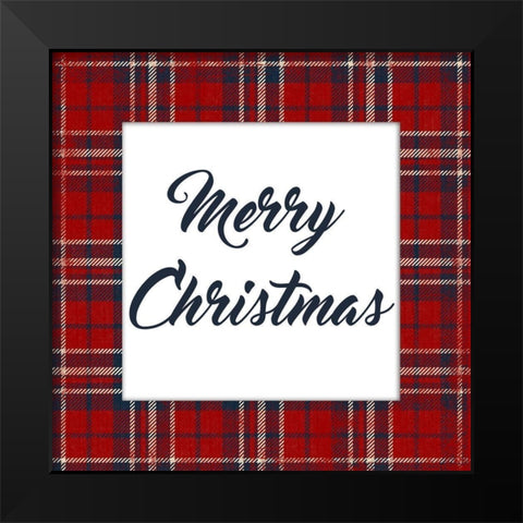 Plaid Merry Christmas Black Modern Wood Framed Art Print by Grey, Jace