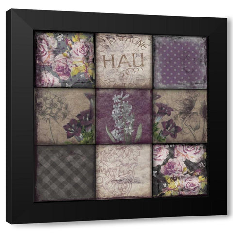 Floral 9patch2 Black Modern Wood Framed Art Print by Grey, Jace