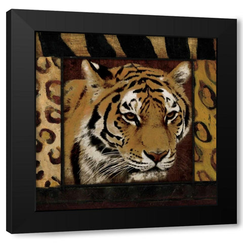 Tiger No Circles Black Modern Wood Framed Art Print with Double Matting by Grey, Jace