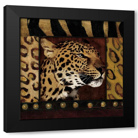 Leopard bordered Black Modern Wood Framed Art Print with Double Matting by Grey, Jace
