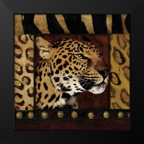 Leopard bordered Black Modern Wood Framed Art Print by Grey, Jace