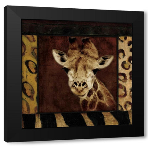 Giraffe No Circles Black Modern Wood Framed Art Print with Double Matting by Grey, Jace