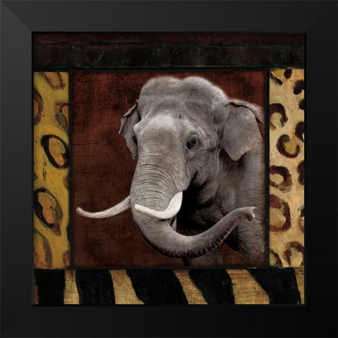 Elephant No Circles Black Modern Wood Framed Art Print by Grey, Jace