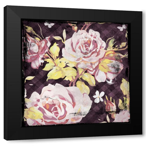 Flower pattern1 Black Modern Wood Framed Art Print by Grey, Jace
