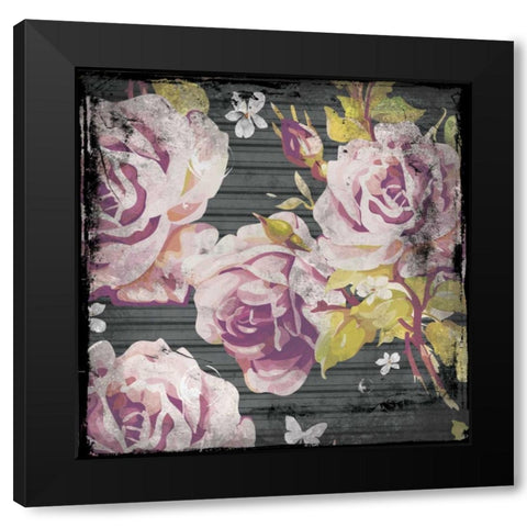 Flower pattern 2 Black Modern Wood Framed Art Print by Grey, Jace