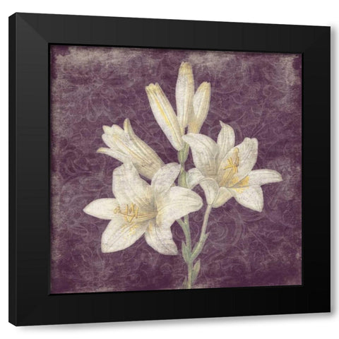 Purple Flower Black Modern Wood Framed Art Print by Grey, Jace