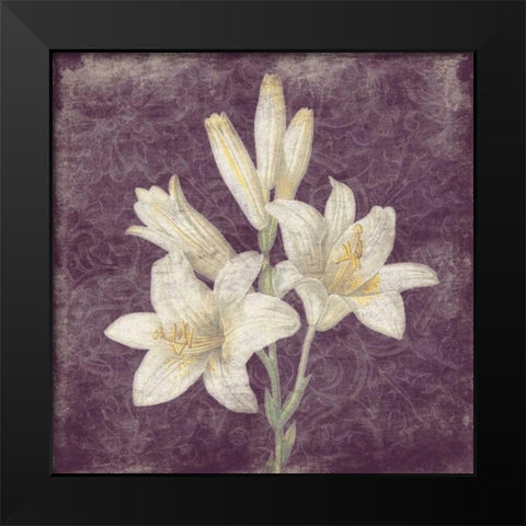 Purple Flower Black Modern Wood Framed Art Print by Grey, Jace