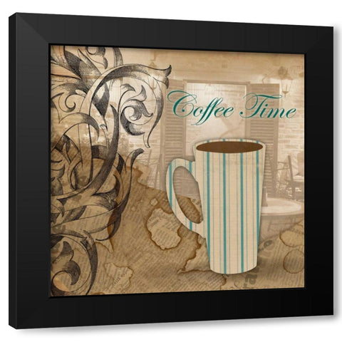 Coffee time Black Modern Wood Framed Art Print with Double Matting by Grey, Jace