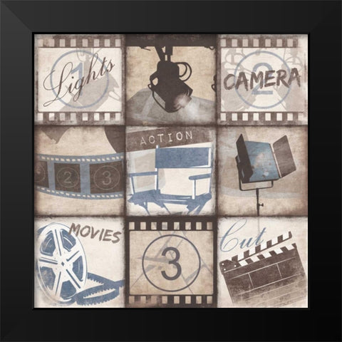 Cinema 9patch Black Modern Wood Framed Art Print by Grey, Jace