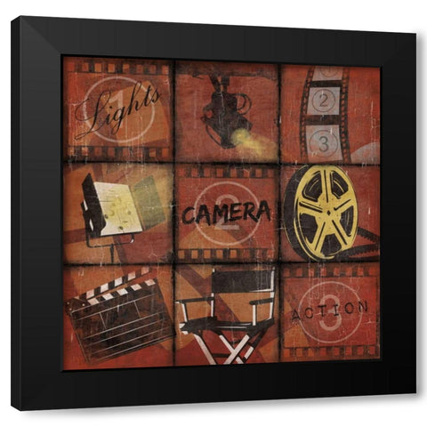 Cinema 9patch red Black Modern Wood Framed Art Print with Double Matting by Grey, Jace
